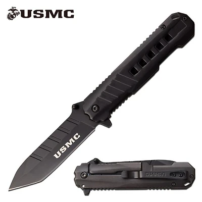 USMC Black A/O Tanto Pocket Knife (3CR13)