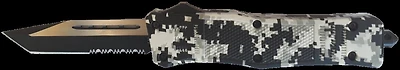 OTF Knife SNOW CAMO Tanto / Serrated [Side Action] (Cutting Edge) 440