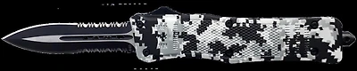 OTF Knife SNOW CAMO Spear Point / Serrated [Side Action] (Cutting Edge) 440