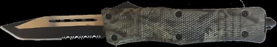 OTF Knife WOOD CAMO Tanto / Serrated [Side Action] (Cutting Edge) 440