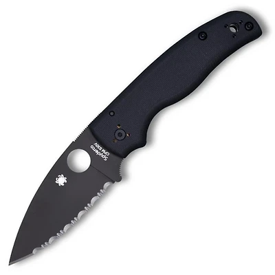 Spyderco Shaman Folding Knife Compression Lock Black G-10 [3.58" Serrated S30V] C229GSBK
