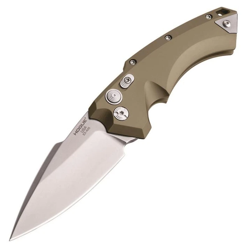 Hogue Knives EX-A05 Automatic Knife Plunge Lock Brown Aluminum [3.50" Stonewash CPM-154] 34534