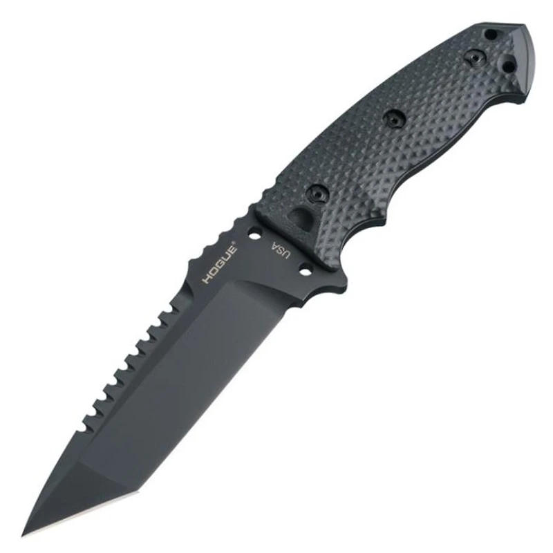 Hogue Knives EX-F01 Fixed Blade Knife Black G-10 [5.50" Black A2] Tanto 35129