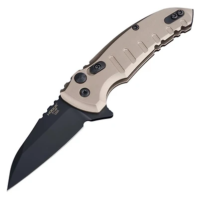 Hogue Knives X1-Microflip Folding Knife Plunge Lock Brown Aluminum [2.625" Black CPM-154