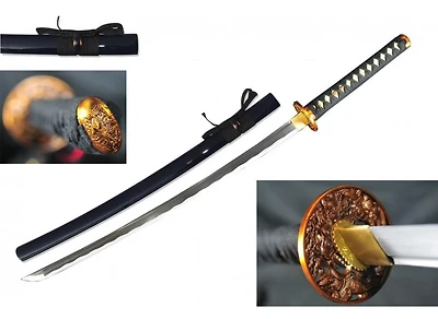Nightmare Tsuba (BLACK) Handmade Samurai Sword (1045 Carbon)