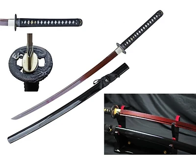 Red Damascus 1045/1060 Samurai Sword Hand Forge (Sharp)