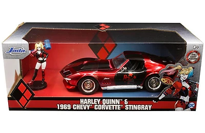 Model Car - 1:24 Harley Quinn DC Comic Chevy 1969 Corvette Stingray