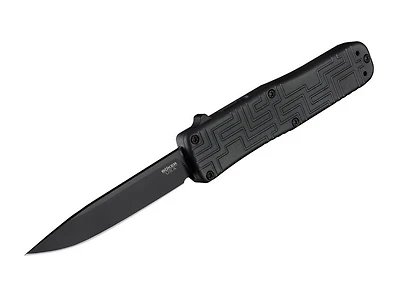 Boker USA OTF Double-Action OTF Automatic Knife Black Aluminum [3.5" Plain Black PVD]  Clip Point 06EX260