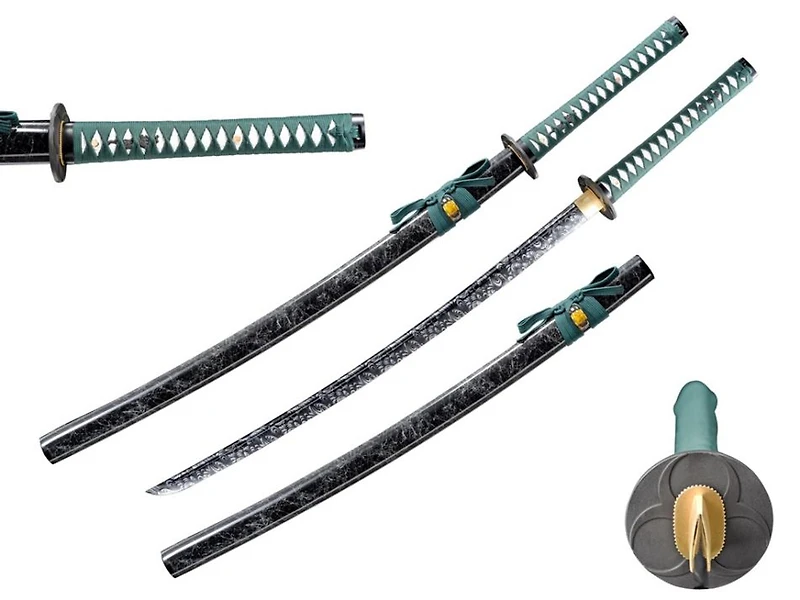 Green / Black Scabbard (BK PATTERN BLADE) Handmade Samurai Sword (1045 Carbon)