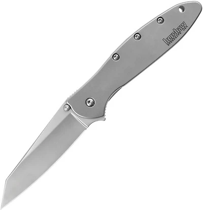 Kershaw Random Leek Spring Assisted Knife Gray Stainless Steel [3.00" Plain Bead Blast] Reverse Tanto 1660R