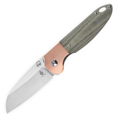 Kizer Deviant Manual Knife Green/Copper Micarta [3.00" Plain Stonewash] Sheepsfoot  V3575