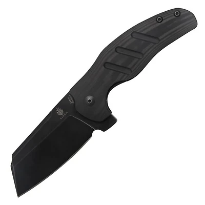 Kizer Sheepdog Manual Knife Black Carbon Fiber  [3.25" Plain Black Stonewash] Sheepsfoot  Ki4488A3