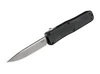 Boker USA OTF Double-Action OTF Automatic Knife Black Aluminum [3.50" Plain Stonewash] Clip Point 06EX260