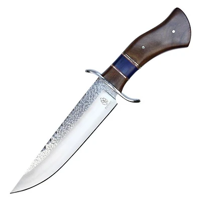 Buck Shot Wood/Blue Handle Hunting Fixed Blade 12"