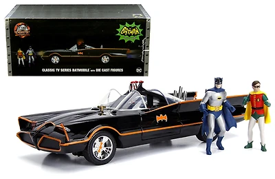 Model Car - 1:18 Classic TV Series Batmobile with Working Lights, Batman and Robin Die Cast Figures
