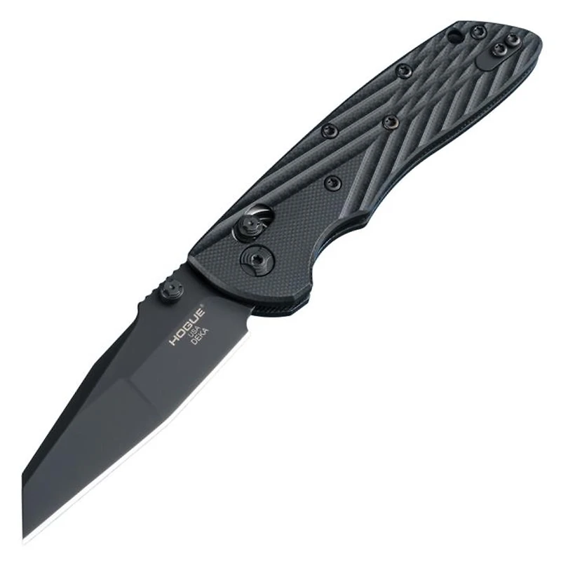 Hogue Deka Manual Knife Black G-10 [3.25" Plain Black] Wharncliffe 24276