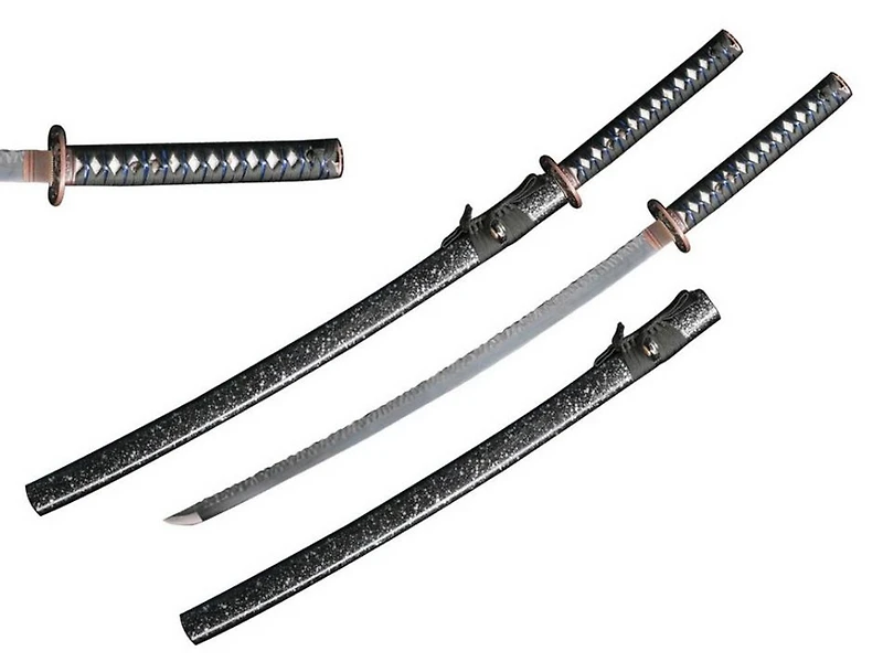 Black Paint Splatter Scabbard (Damascus Steel) Handmade Samurai Sword