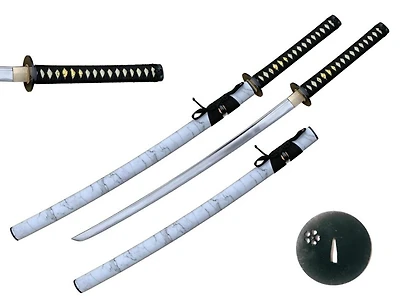 White Marble Print Scabbard Handmade Samurai Sword (1045 Carbon Steel)