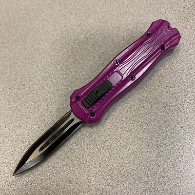 OTF (PURPLE) Double Edge Pocket Knife CA Legal