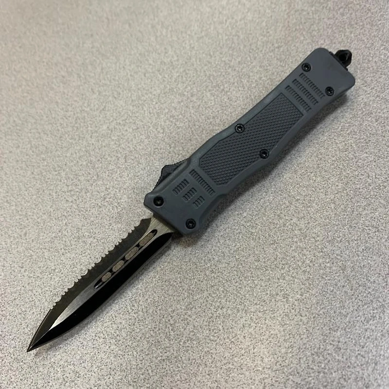 Small Covert Ops OTF (GREY) Double Edge Single Serrated