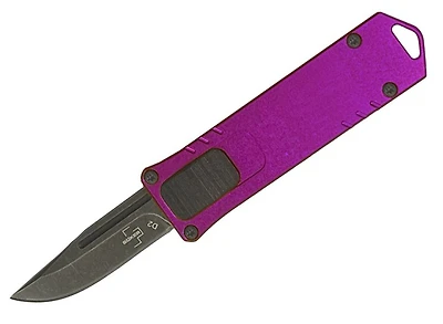 USB OTF (Purple) Pocket Knife [1.70" Black Stonewash D2] "Limited Edition" Boker Plus