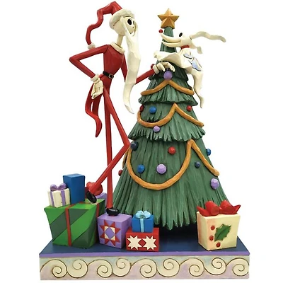 Nightmare Before Christmas Jack and Zero with Tree Decking the Halls Enesco Statue