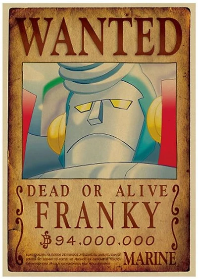 Print - One Piece Wanted Poster (ROBOT FRANKY) 94,000,000