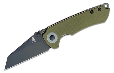 Mini Critical [Green G-10] Flipper Pocket Knife (3" Black CPM-3V) - Kizer Cutlery V3508A3