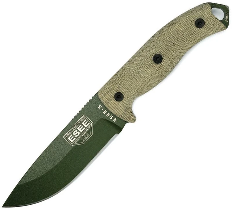 ESEE - Model 5 OD Green Blade [1095HC] USA Fixed Blade (Green Canvas Micarta)