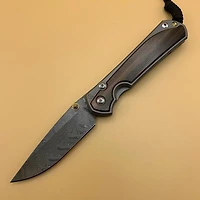 CRK - Large Sebenza 31 (Inlay Macassar Ebony) DAMASCUS BOOMERANG Drop Point