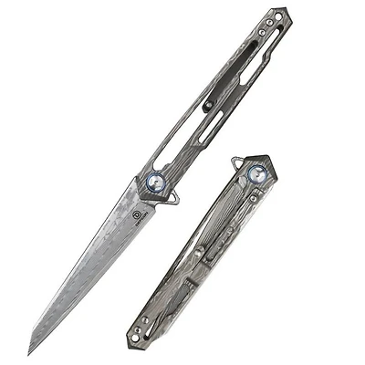 DEFCON Peregrine (Damascus) Titanium Handle Folding Knife [10Cr15CoMov] TF4394