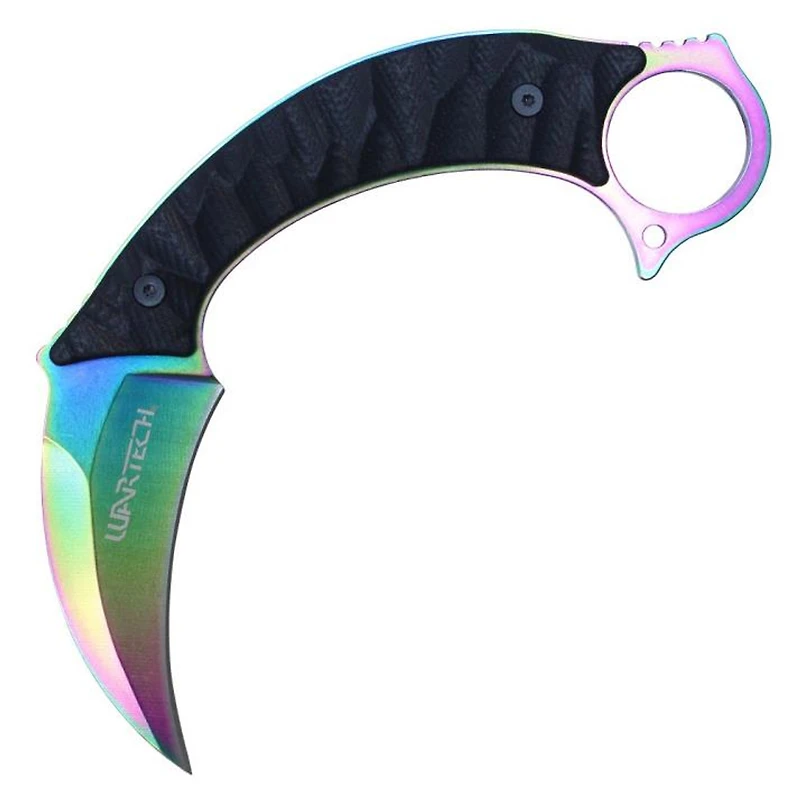 Rainbow Karambit Fixed Blade with Kydex Sheath 8" (3CR13)