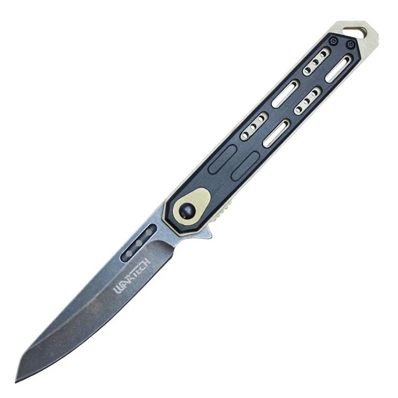 Wartech Black / Gold Slim Reverse Tanto A/O Pocket Knife (3CR13)