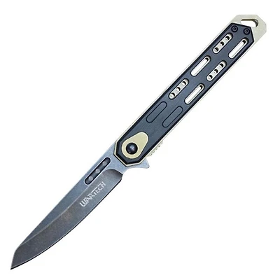 Wartech Black / Gold Slim Reverse Tanto A/O Pocket Knife (3CR13)
