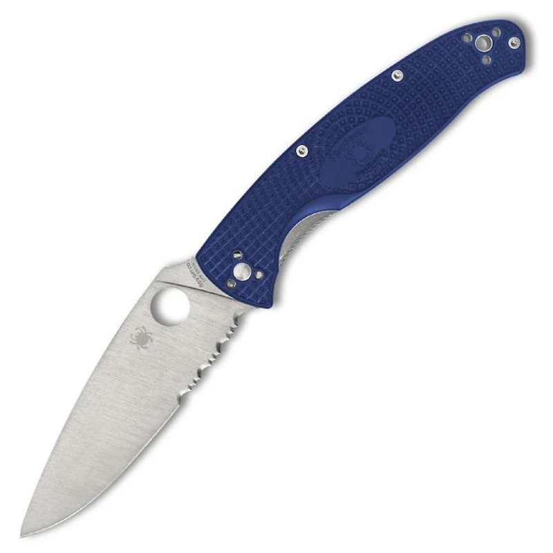 Resilience Blue FRN (Serrated) Lightweight (4.25" Satin S35VN) Pocket Knife Spyderco C142PSBL