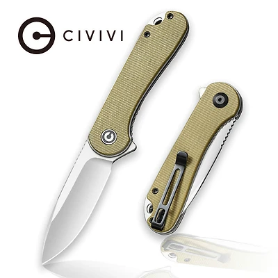 CIVIVI Elementum Flipper Knife Olive Micarta Handle (2.96'' Satin D2) C907S