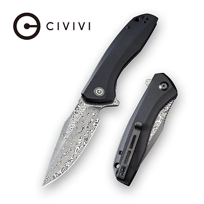 CIVIVI Baklash Flipper Knife Black G10 Handle (3.5'' Damascus) C801DS