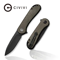 CIVIVI Elementum Flipper Knife Dark Green Micarta Handle (2.96" Black Stonewashed D2) C907Z