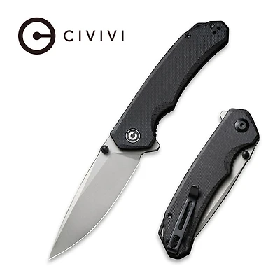 CIVIVI Brazen Flipper Knife Black G10 Handle (3.46" Stonewashed 14C28N) C2102C