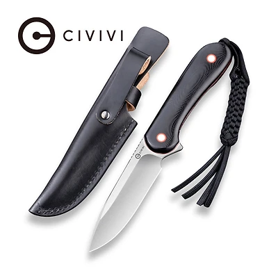 CIVIVI Fixed Blade Elementum Black / Red G10 Contoured Handle (3.98" Satin 10Cr15CoMoV) C2104A