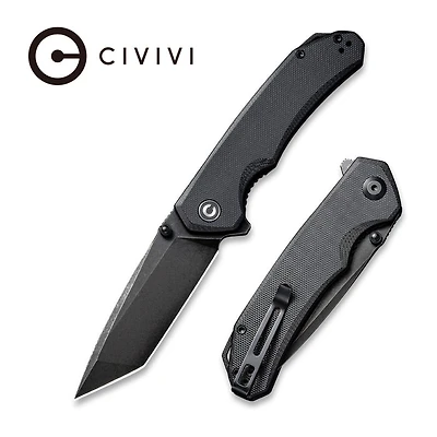 CIVIVI Brazen Flipper Knife Black G10 Handle (3.46" Black Stonewashed D2) C2023C