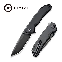 CIVIVI Brazen Flipper Knife Black G10 Handle (3.46" Black Stonewashed D2) C2023C