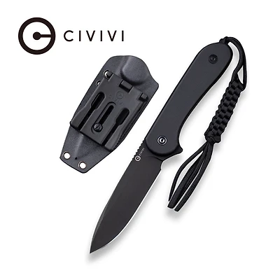CIVIVI Fixed Blade Elementum Black G10 Flat Handle (3.98" Black Stonewashed D2) C2105A