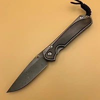 CRK - Large Sebenza 31 (Inlay Macassar Ebony) DAMASCUS RAINDROP Drop Point *