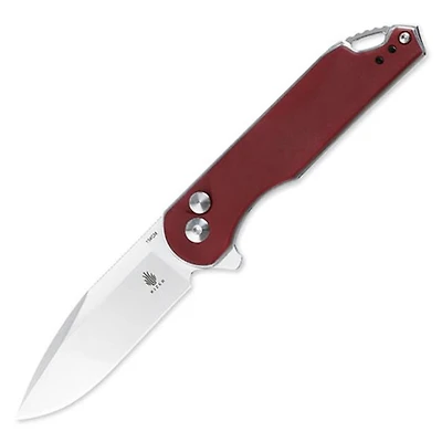 Assassin Button Lock - Flipper [Micarta Red] Pocket Knife (3.07" Satin 154CM) Kizer Cutlery V3549C2