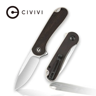 CIVIVI Elementum Flipper Knife Black Ebony Wood Handle (2.96'' Satin D2) C907D