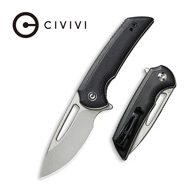 CIVIVI Odium Flipper Knife Black G10 Handle (2.65" Stonewashed D2) C2010D