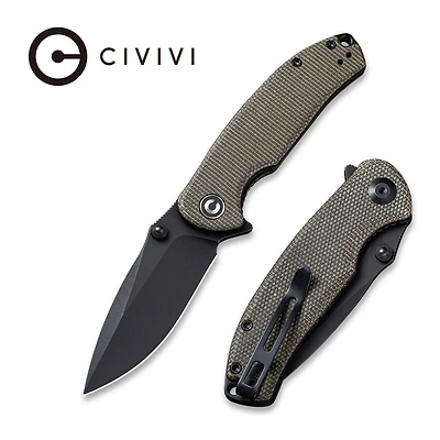 CIVIVI Pintail Flipper Knife Dark Green Micarta Handle (2.98" Black Stonewashed S35VN) C2020C