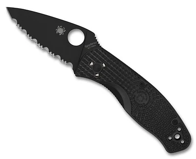 Persistence Lightweight [Full Serrated] Knife All Black FRN (2.75" Black) Spyderco C136SBBK