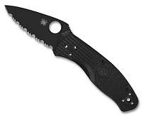 Persistence Lightweight [Full Serrated] Knife All Black FRN (2.75" Black) Spyderco C136SBBK
